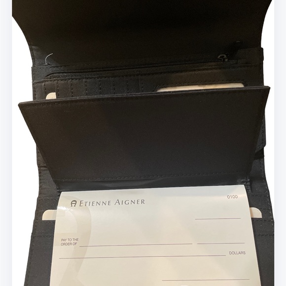NWT Etienne Aigner - Black Fabric Trifold Snap Closure Wallet - Picture 6 of 9